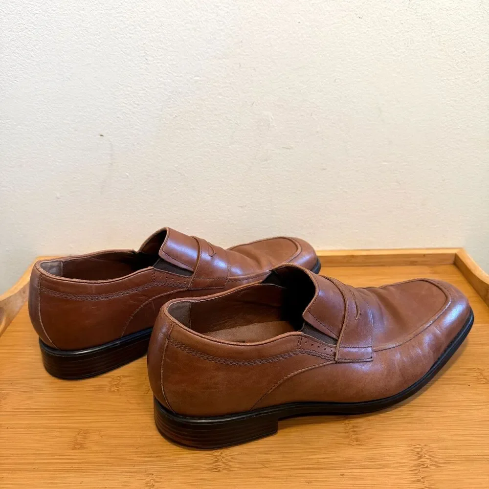 Johnston & Murphy XC4 Brown Leather Penny Loafers Men's 10M Comfort Dress